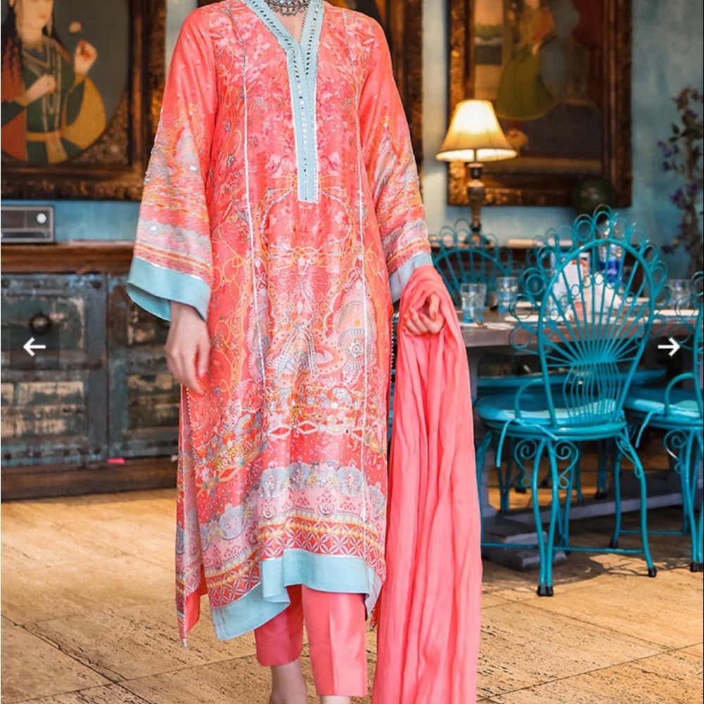 Ansab Jahangir “VALERIE” 3pc Raw Silk Luxury Pret outfit- LARGE